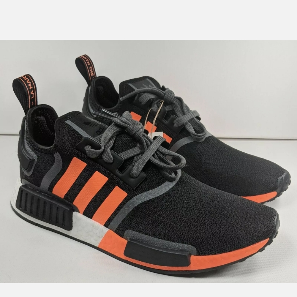Adidas NMD R1 Black Screaming Orange White Sneakers Men's Size 9.5 10 11